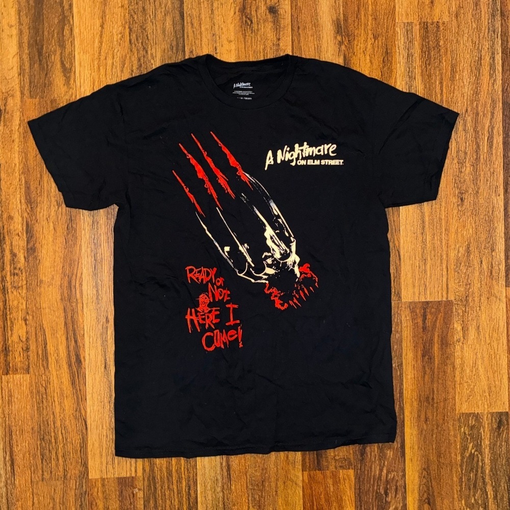 A Nightmare on Elm Street Freddy Krueger Graphic Tee Black Shirt Mens Medium